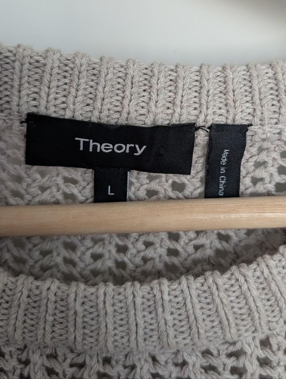 Theory Arshan Open Knit Pullover Women's Sweater in Oatmeal Size Large - Picture 5 of 10